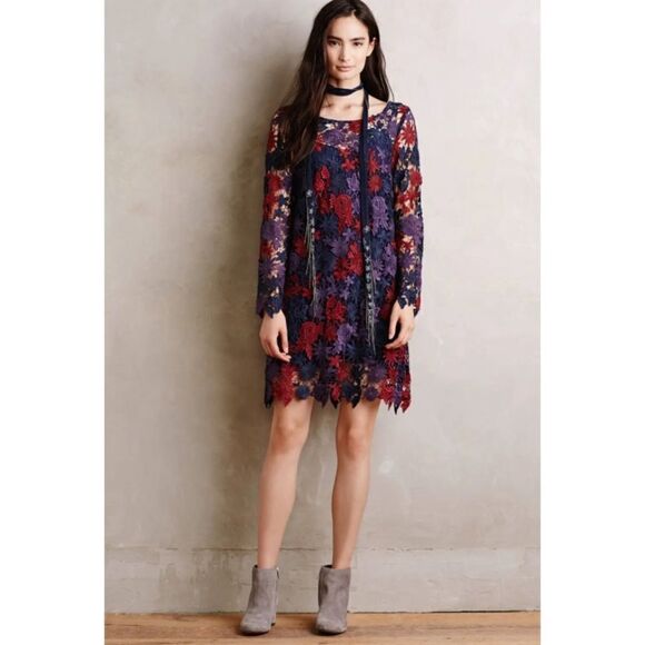 Moulinette Soeurs Dresses & Skirts - Anthropologie Moulinette Soeurs Harvest Blooms Crocheted floral Unlined dress